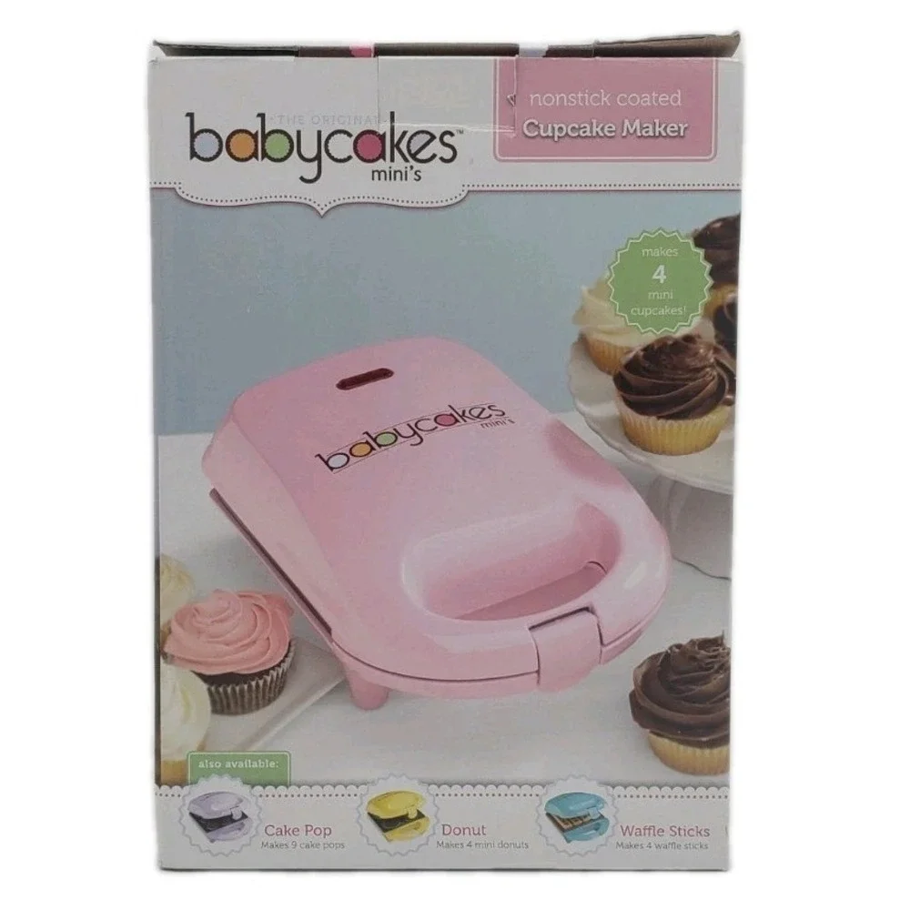 Babycakes Mini's Cupcake Maker Pink Non-Stick Ceramic Makes 4 CCM-50